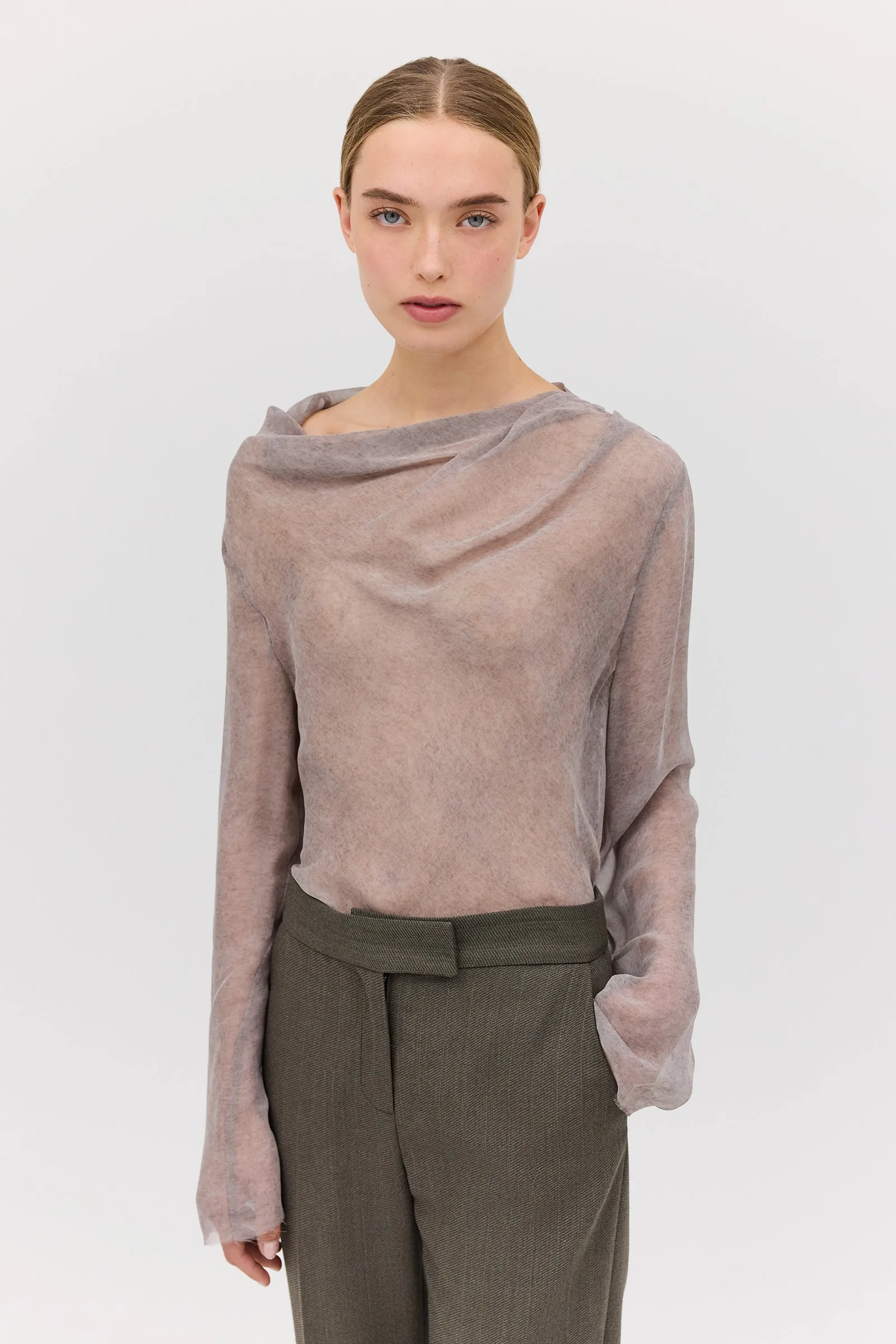 MARLE GEORGETTE CEZANNE LONG SLEEVE TOP