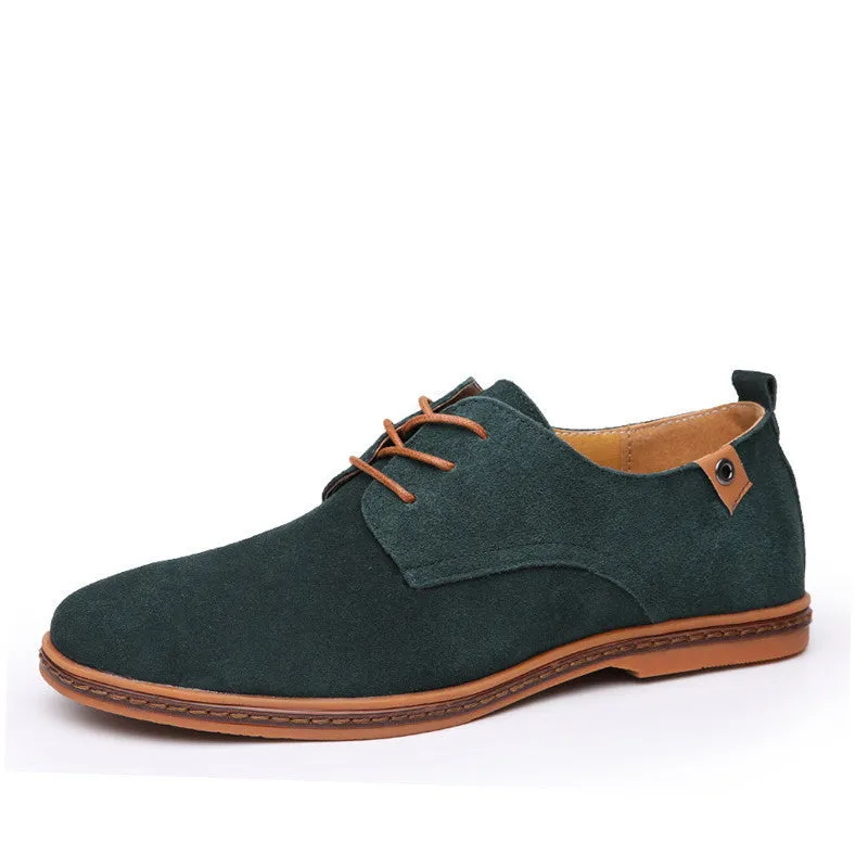 Men Flats shoes 38-48 Suede European style genuine leather Shoes Men's oxfords california casual Loafers