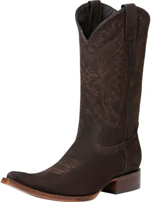 Men's Classic Nubuck Leather Cowboy Boots 'El General' Coffee 122469
