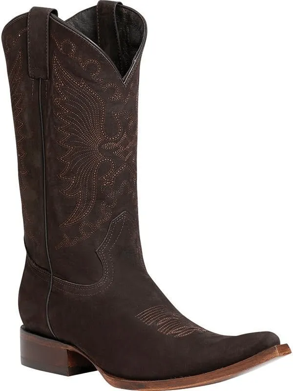 Men's Classic Nubuck Leather Cowboy Boots 'El General' Coffee 122469