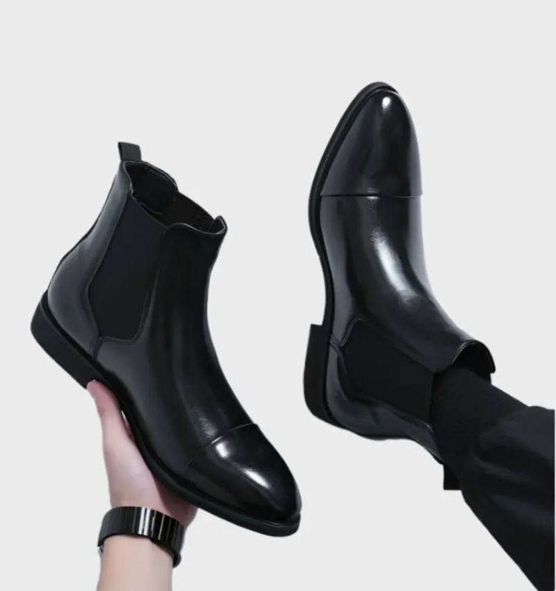 Men's Elegant Black Pointed Toe Ankle Boots | For Everyday Wear