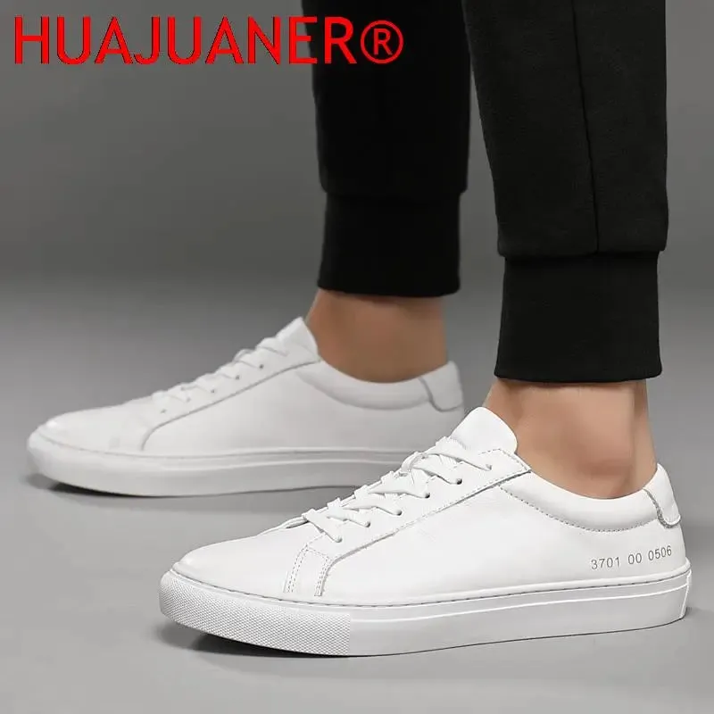 Mens Sneakers Genuine Leather Casual Outdoor Shoes Non-Slip Breathable Luxury Brand Footwear Top Quality Handmade White Shoe Men