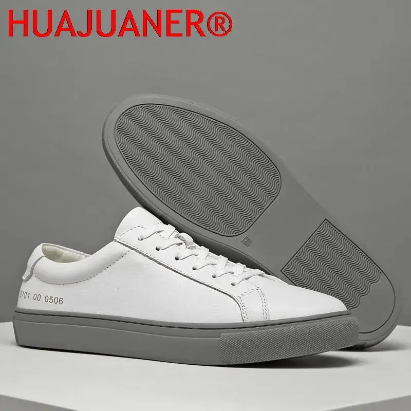 Mens Sneakers Genuine Leather Casual Outdoor Shoes Non-Slip Breathable Luxury Brand Footwear Top Quality Handmade White Shoe Men