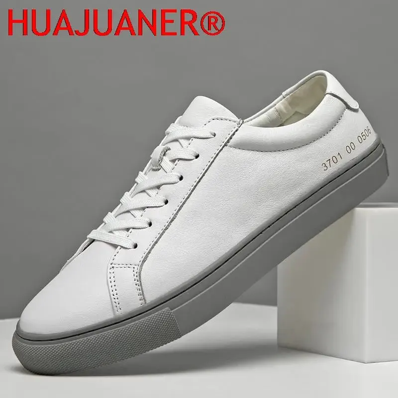 Mens Sneakers Genuine Leather Casual Outdoor Shoes Non-Slip Breathable Luxury Brand Footwear Top Quality Handmade White Shoe Men
