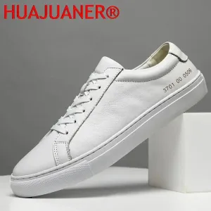 Mens Sneakers Genuine Leather Casual Outdoor Shoes Non-Slip Breathable Luxury Brand Footwear Top Quality Handmade White Shoe Men