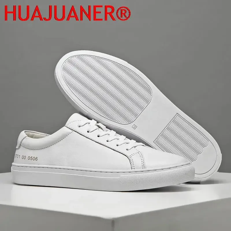 Mens Sneakers Genuine Leather Casual Outdoor Shoes Non-Slip Breathable Luxury Brand Footwear Top Quality Handmade White Shoe Men