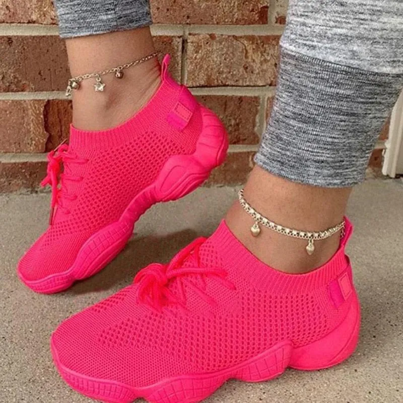 Mesh Flats Shoes Woman Lace Up Breathable Casual Female Shoe