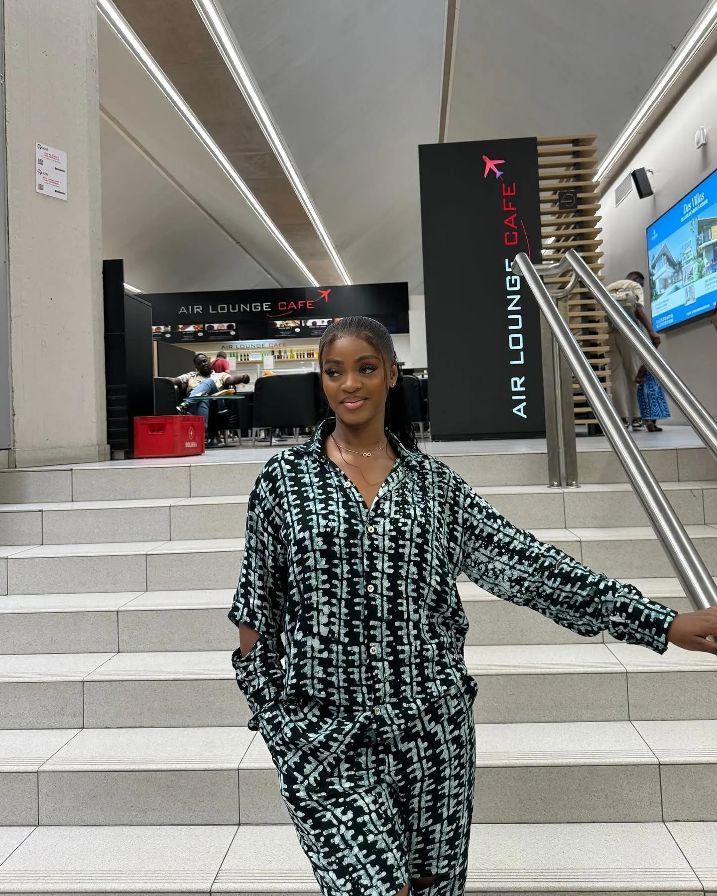 Modern African-Inspired Printed Two-Piece Shirt and Trousers Set