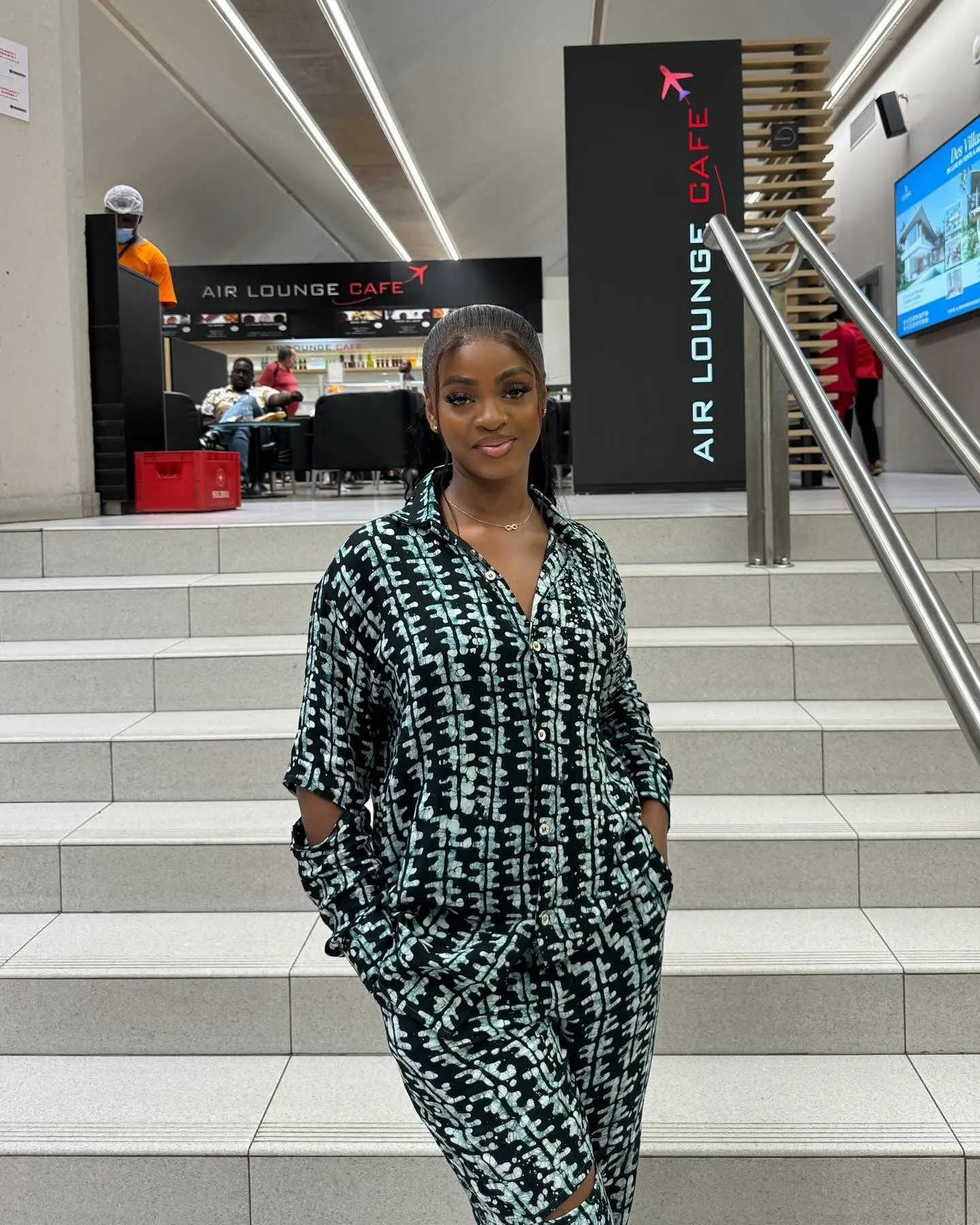 Modern African-Inspired Printed Two-Piece Shirt and Trousers Set
