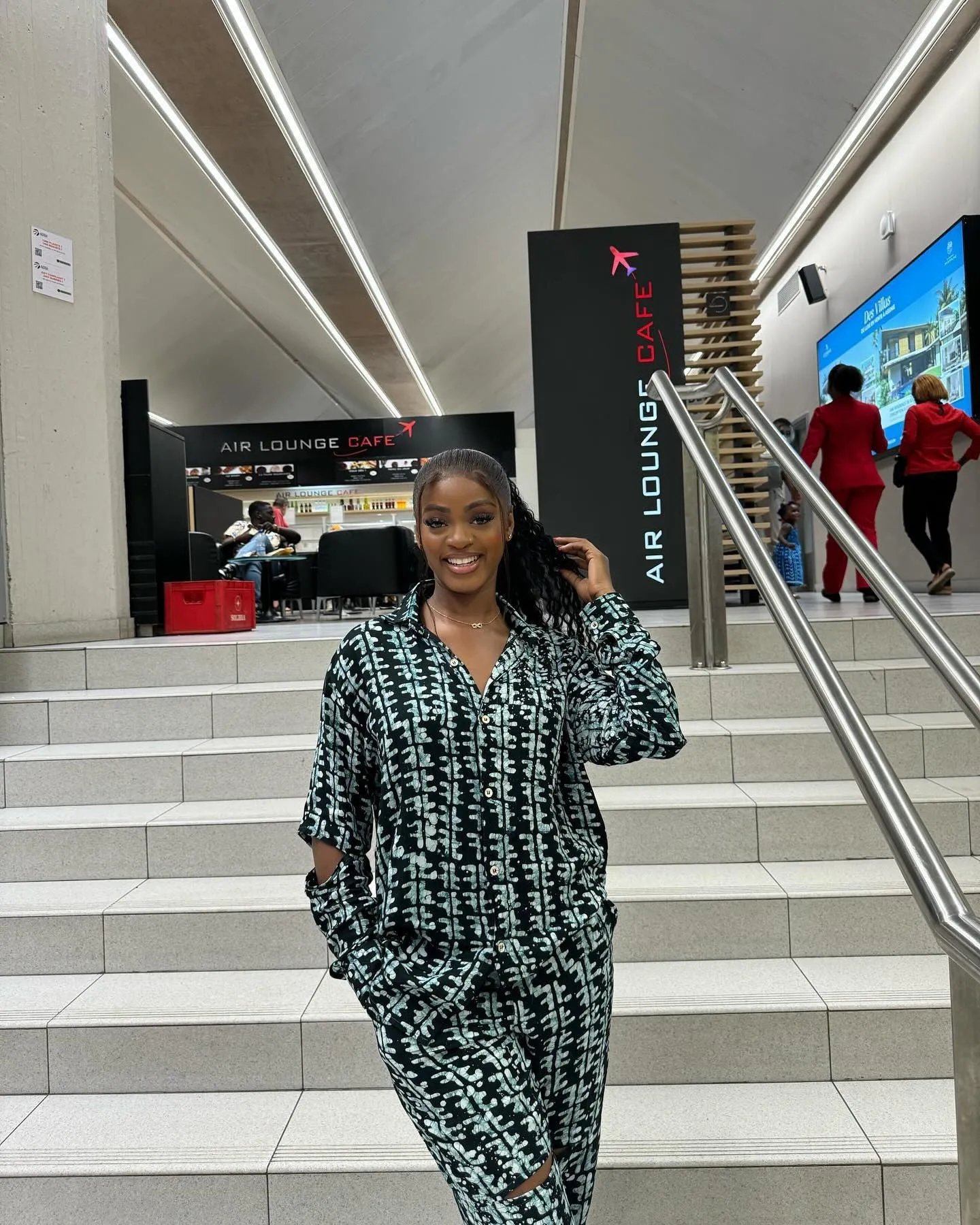 Modern African-Inspired Printed Two-Piece Shirt and Trousers Set