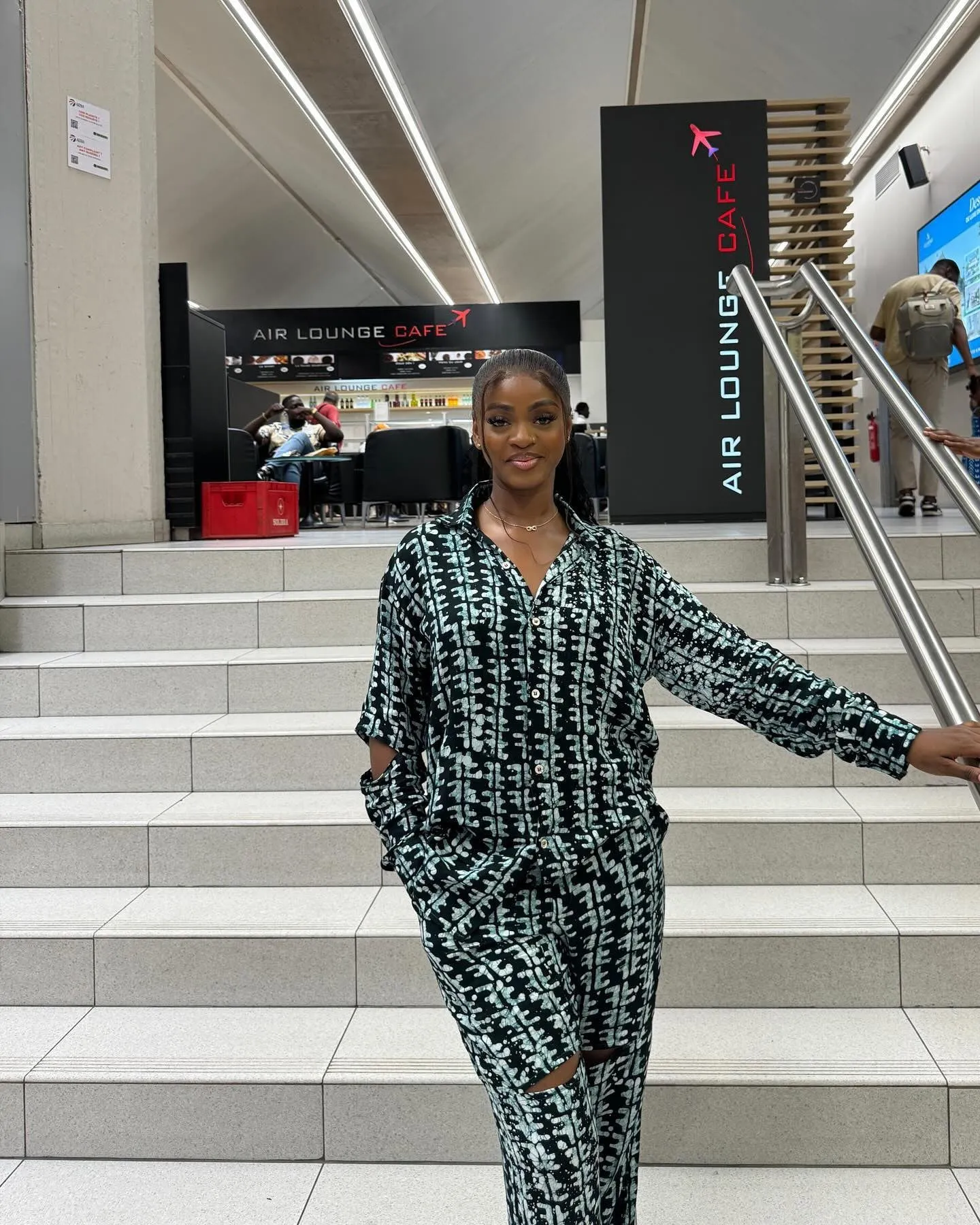 Modern African-Inspired Printed Two-Piece Shirt and Trousers Set