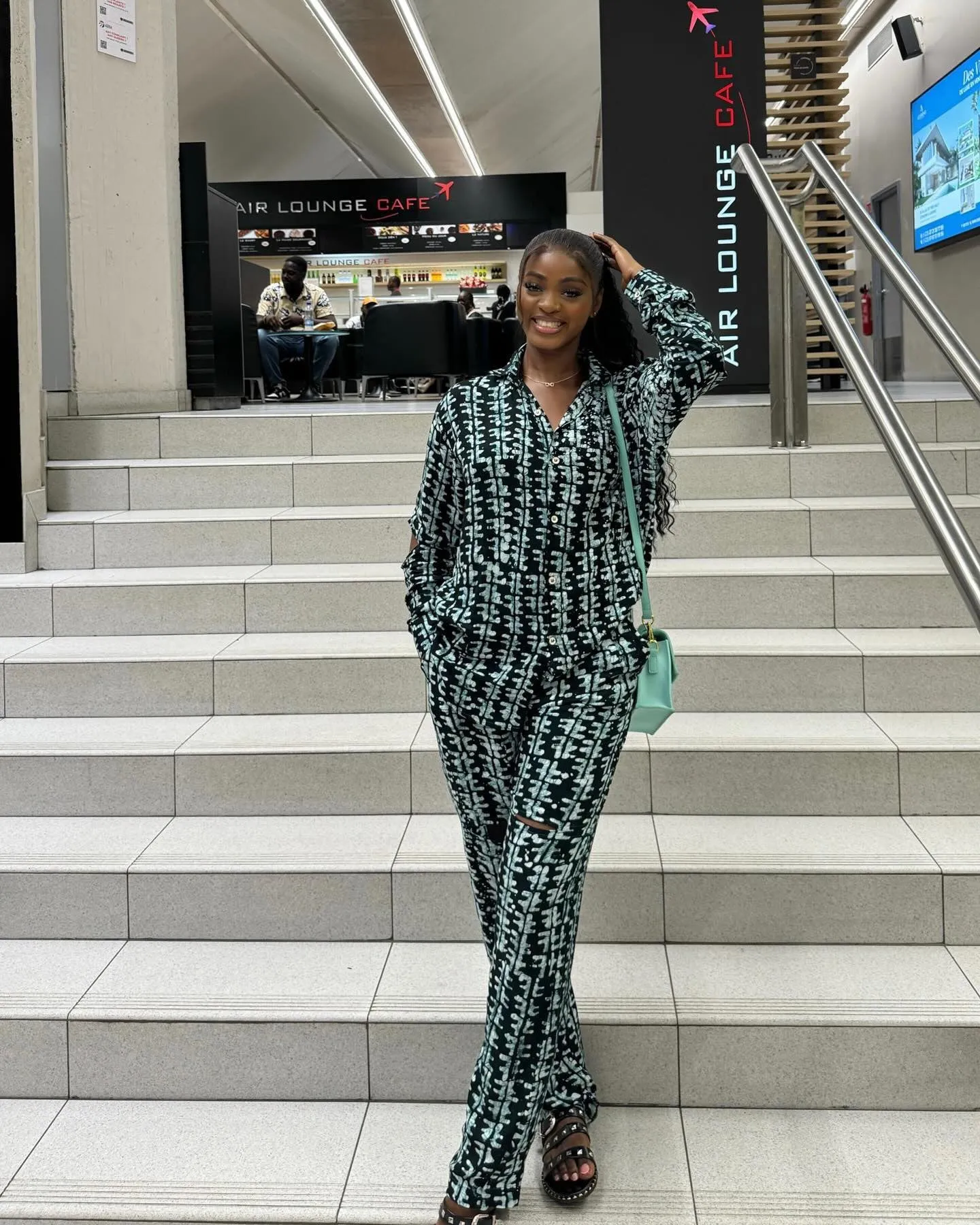 Modern African-Inspired Printed Two-Piece Shirt and Trousers Set