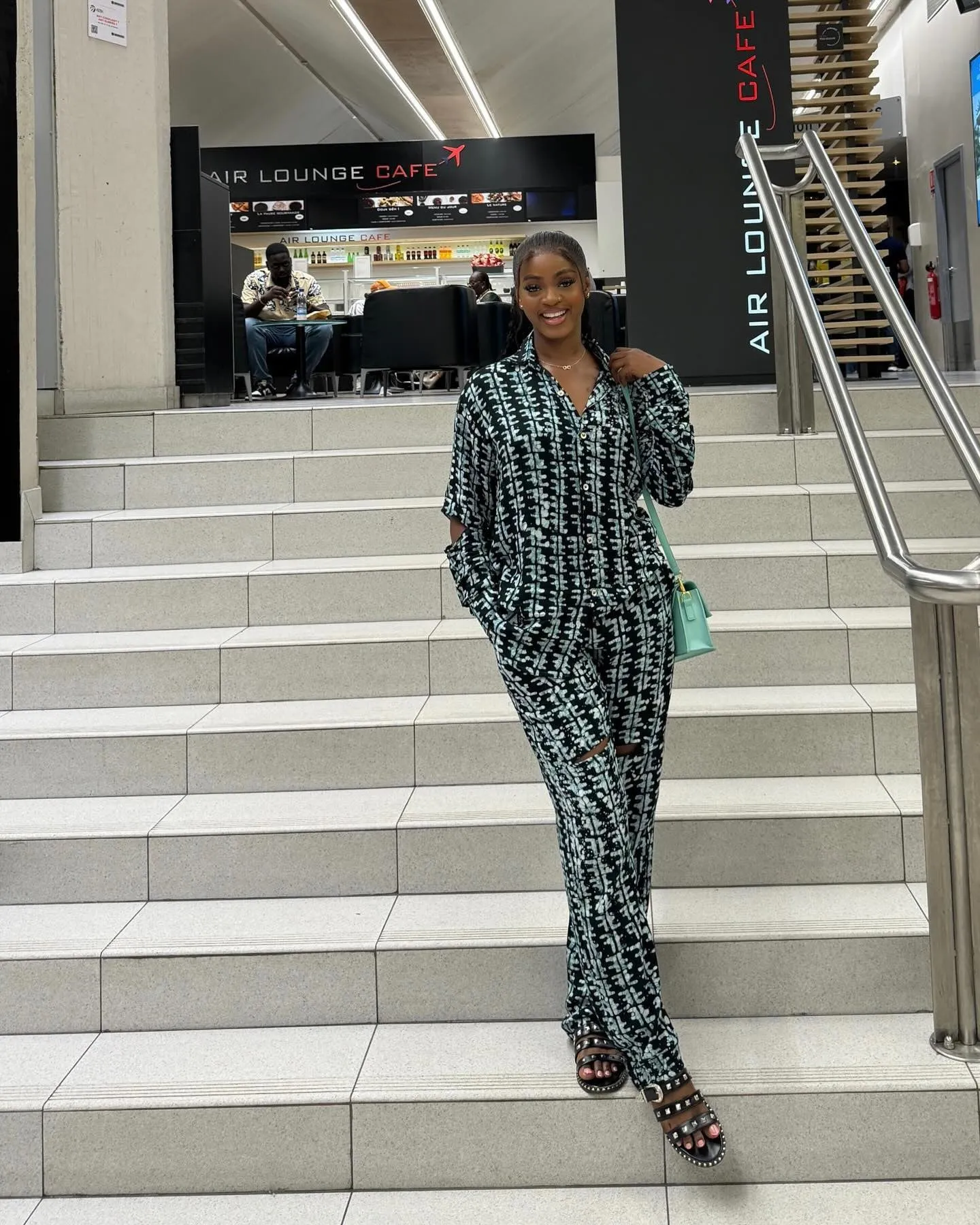 Modern African-Inspired Printed Two-Piece Shirt and Trousers Set