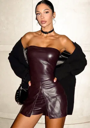 Modern Allure Strapless Top and Zipper Skirt Two-Piece Set