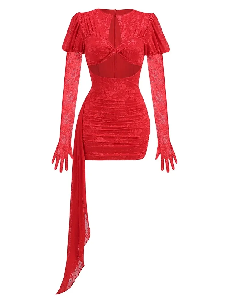 New Sexy Gloves Cutout Mini Dress