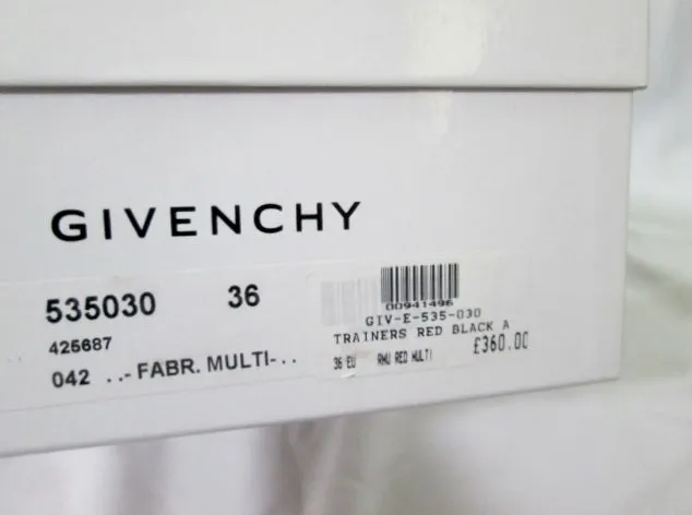 NEW Womens GIVENCHY TRAINERS Sneaker Slip On Shoe RED BLACK 36 / 6 NIB