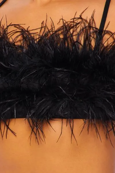 Ostrich Feather Crop Tank - Black -