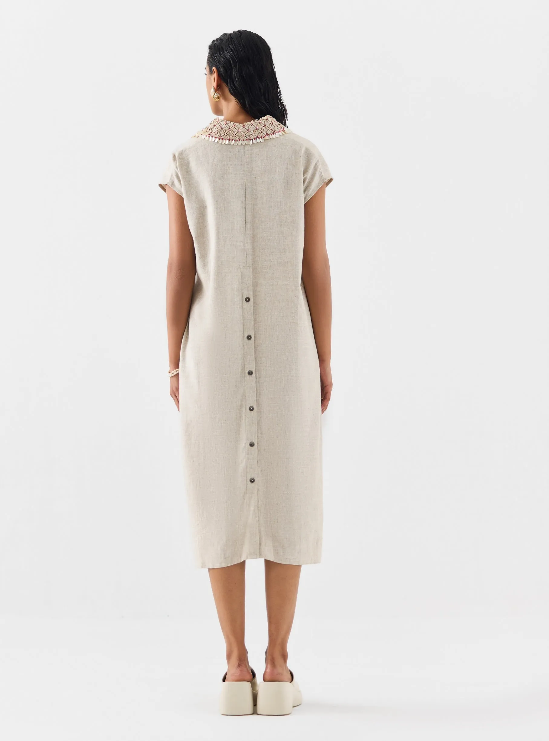 Palm island knot linen dress