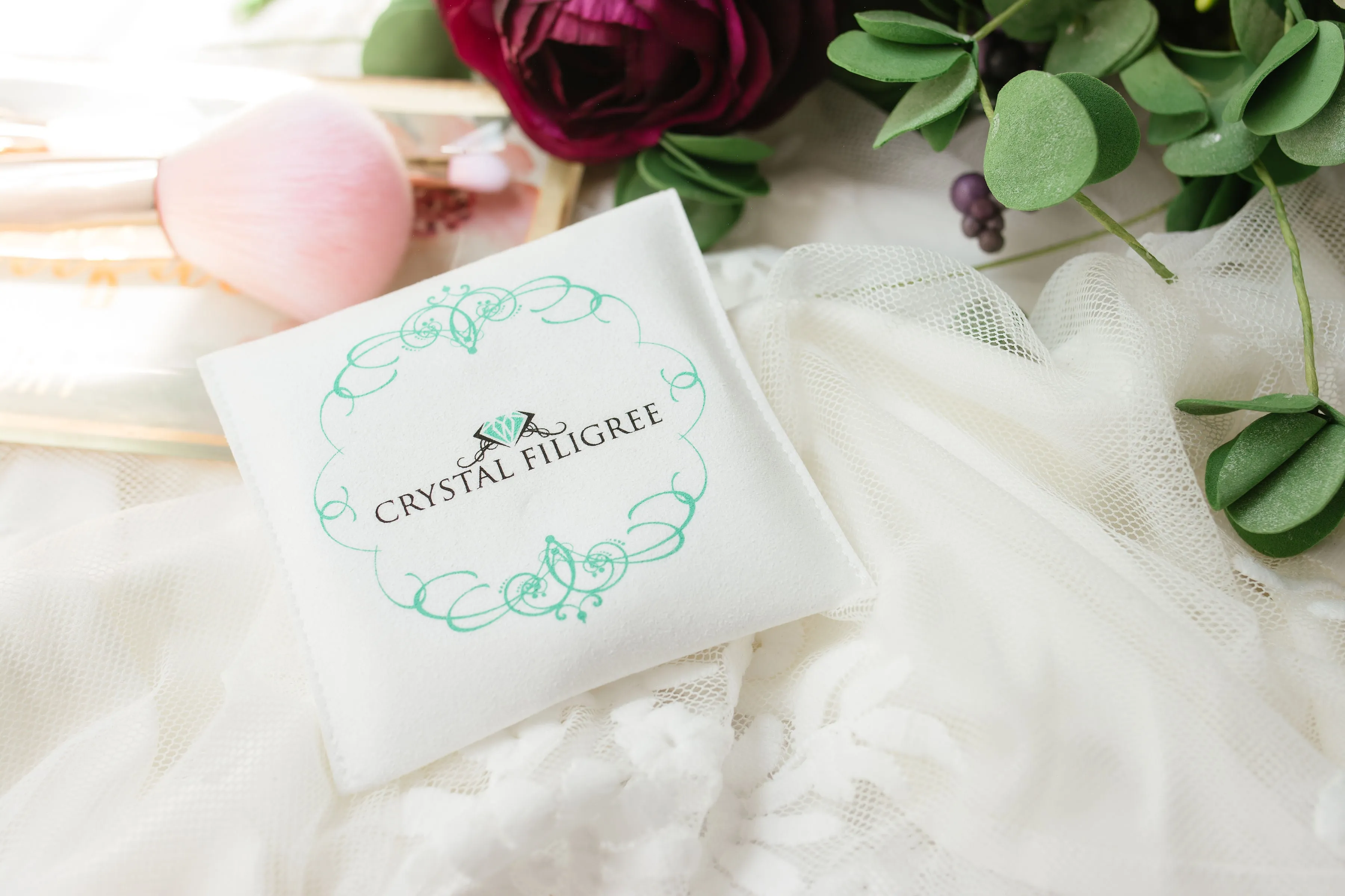 Personalized Compact Mirror in Silver with Gift Box and Card