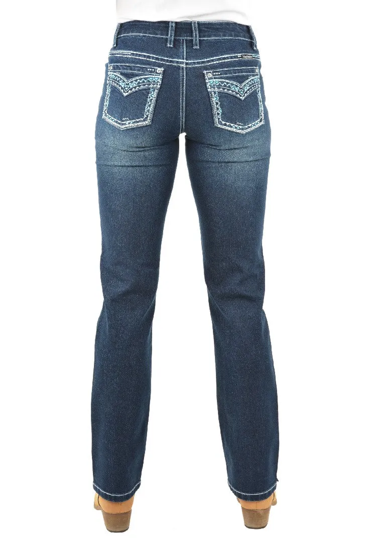 PURE WESTERN GERALDINE WOMENS 32" STRAIGHT LEG JEANS - MIDNIGHT