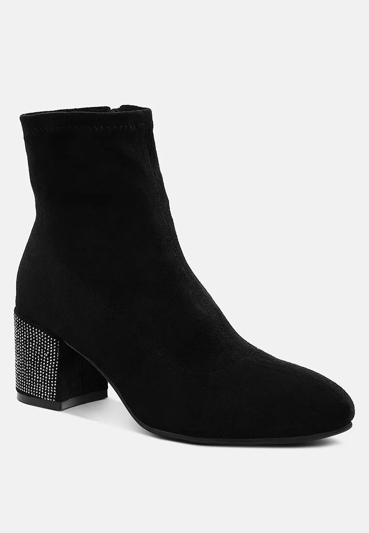 Rhinestones Embellished Block Heel Boots By RAG