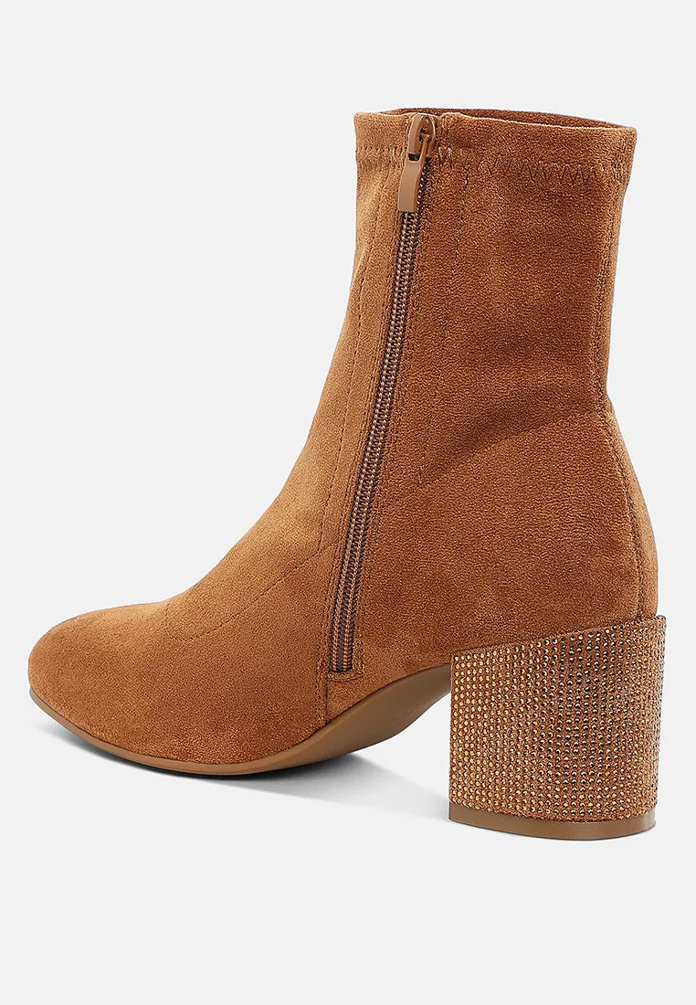 Rhinestones Embellished Block Heel Boots By RAG