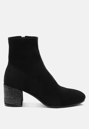Rhinestones Embellished Block Heel Boots By RAG