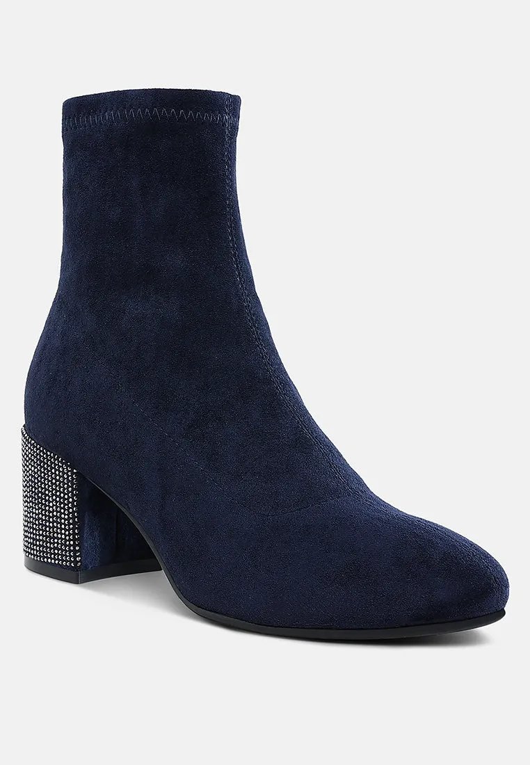 Rhinestones Embellished Block Heel Boots By RAG