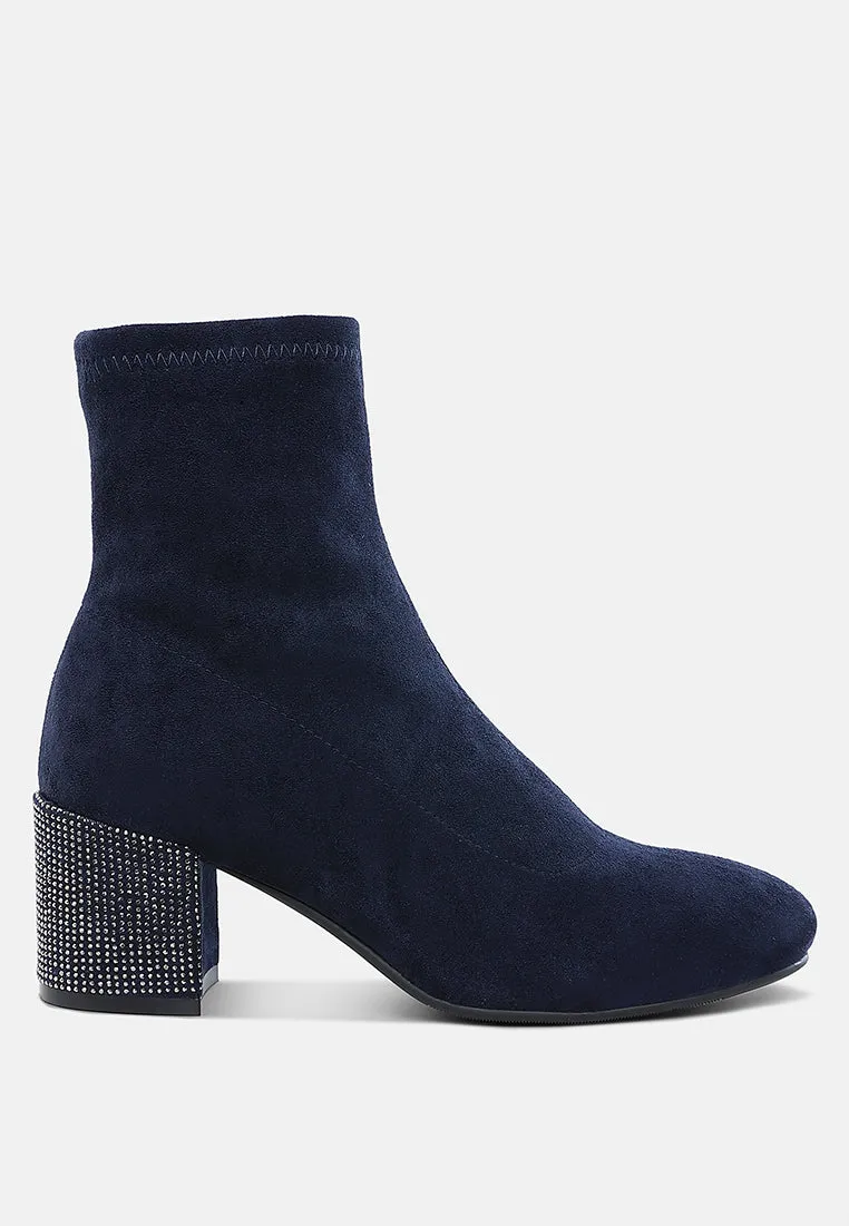 Rhinestones Embellished Block Heel Boots By RAG