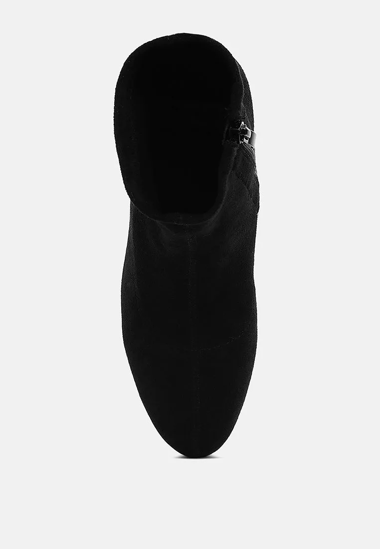 Rhinestones Embellished Block Heel Boots By RAG