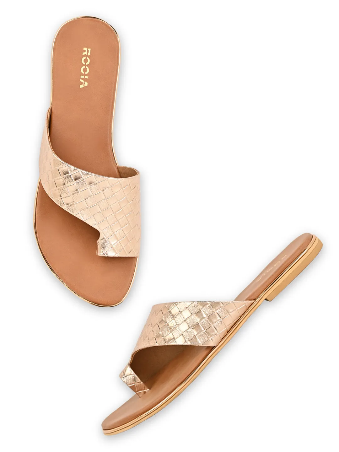 Rocia By Regal Rose Gold Women Casual Woven Flats