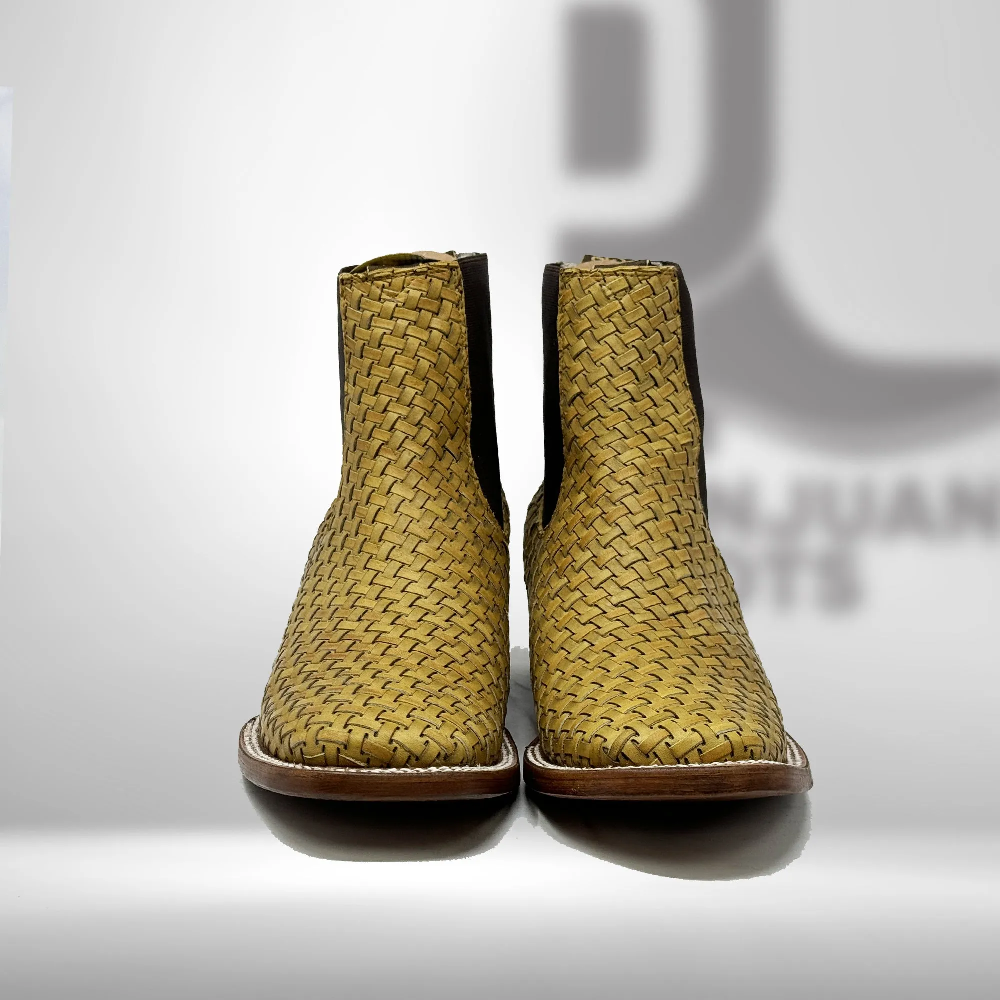Saddle Tan Basket Weave Chelsea Boots H Toe