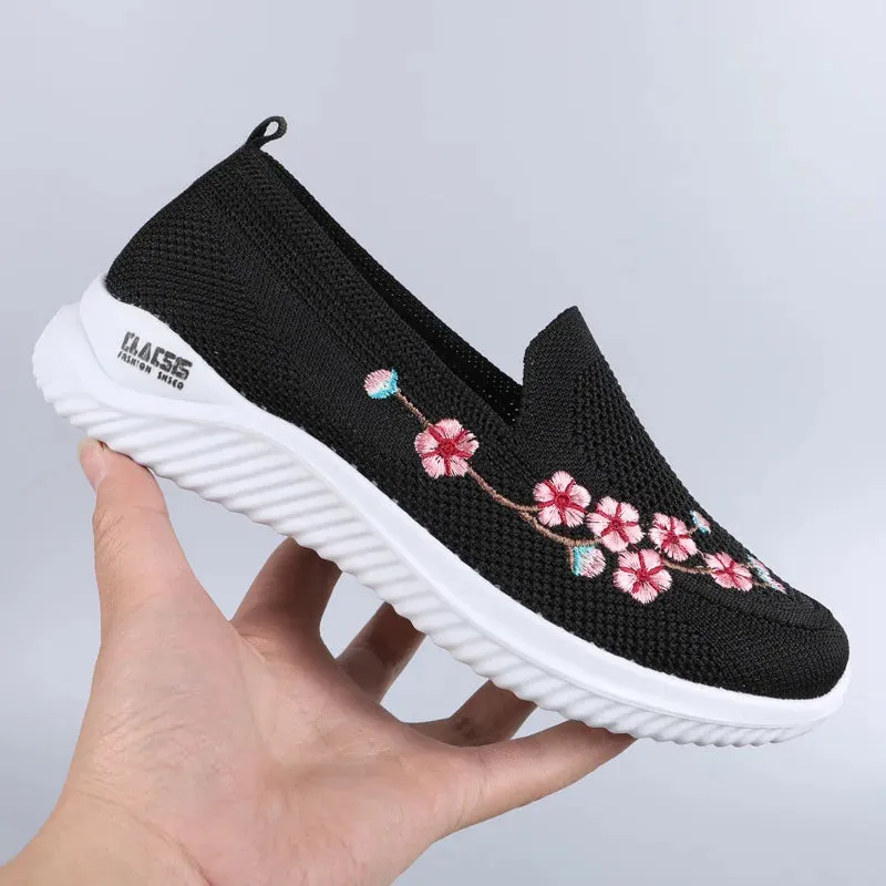Shoes Women Sneakers Mesh Breathable Floral Comfort Mother Soft Solid Color Fashion Female Footwear Lightweight Shoes for Women