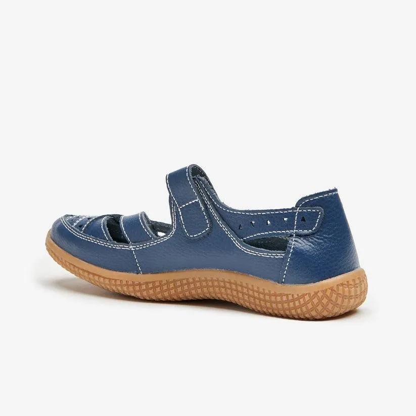 Shuropody Alto Mary Jane Velcro Ballet Style Shoes - Navy