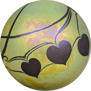 Signed Robert Eickholt 1982 Iridescent Gold with Torchwork Hanging Hearts Surface Decoration