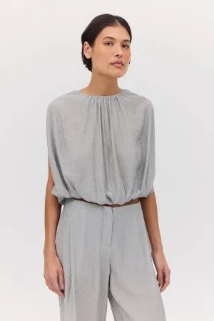 SILVER CRINKLE EMERGE TOP