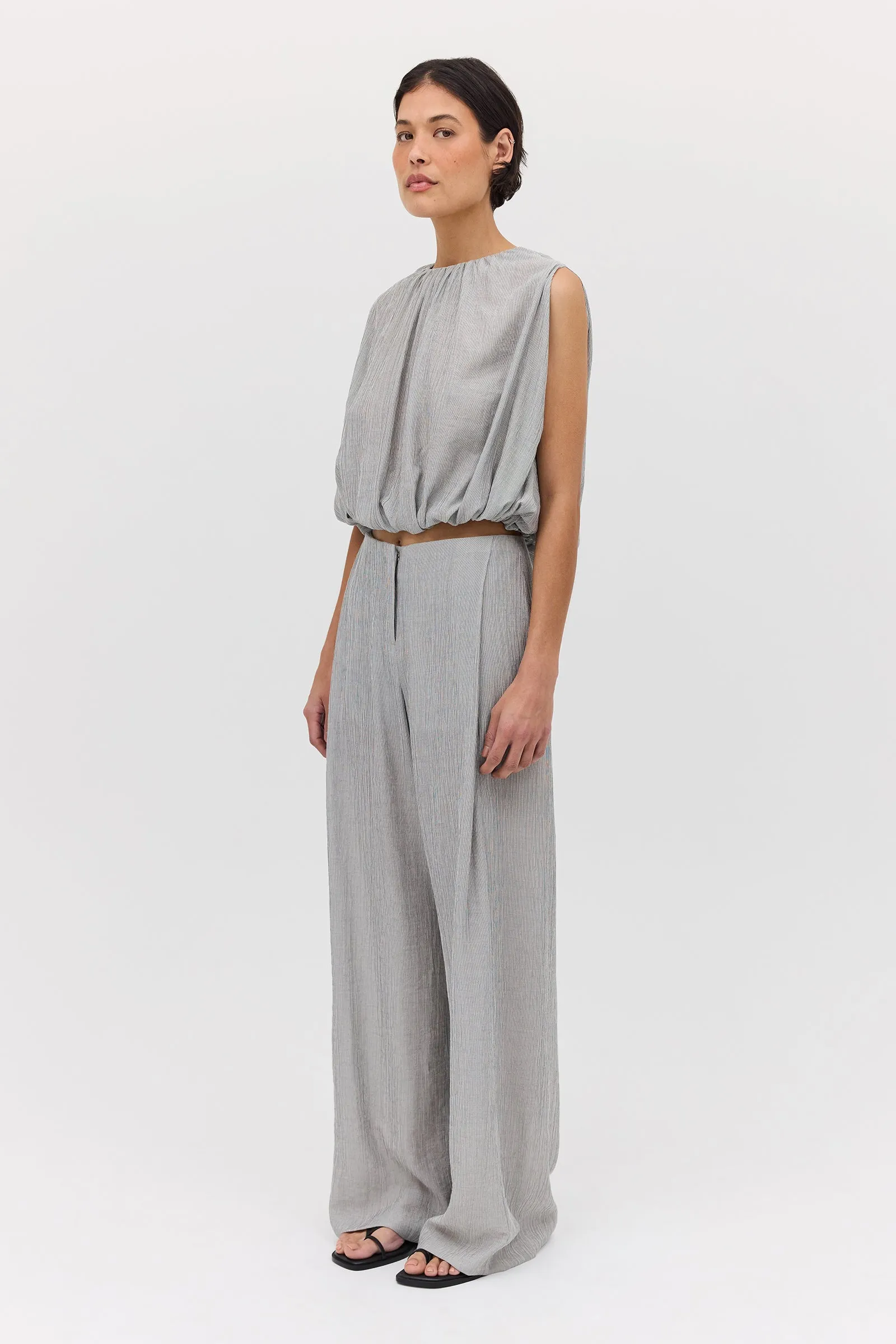 SILVER CRINKLE EMERGE TOP