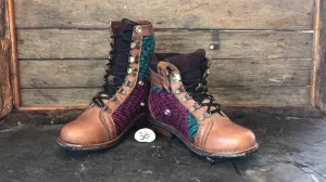 Size 36 Gypsy Boots - Turquoise and Burgundy
