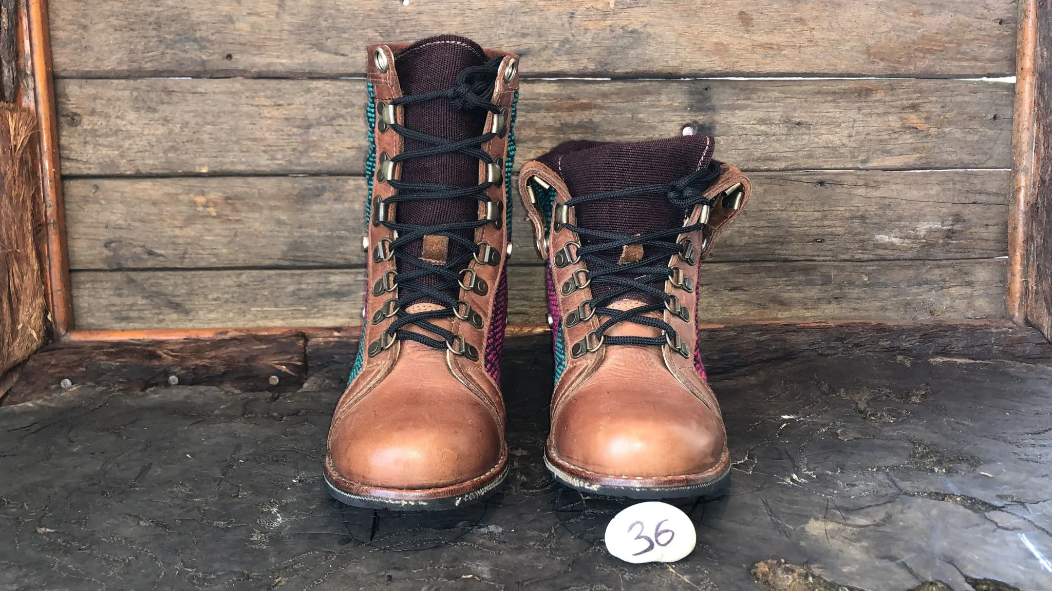 Size 36 Gypsy Boots - Turquoise and Burgundy