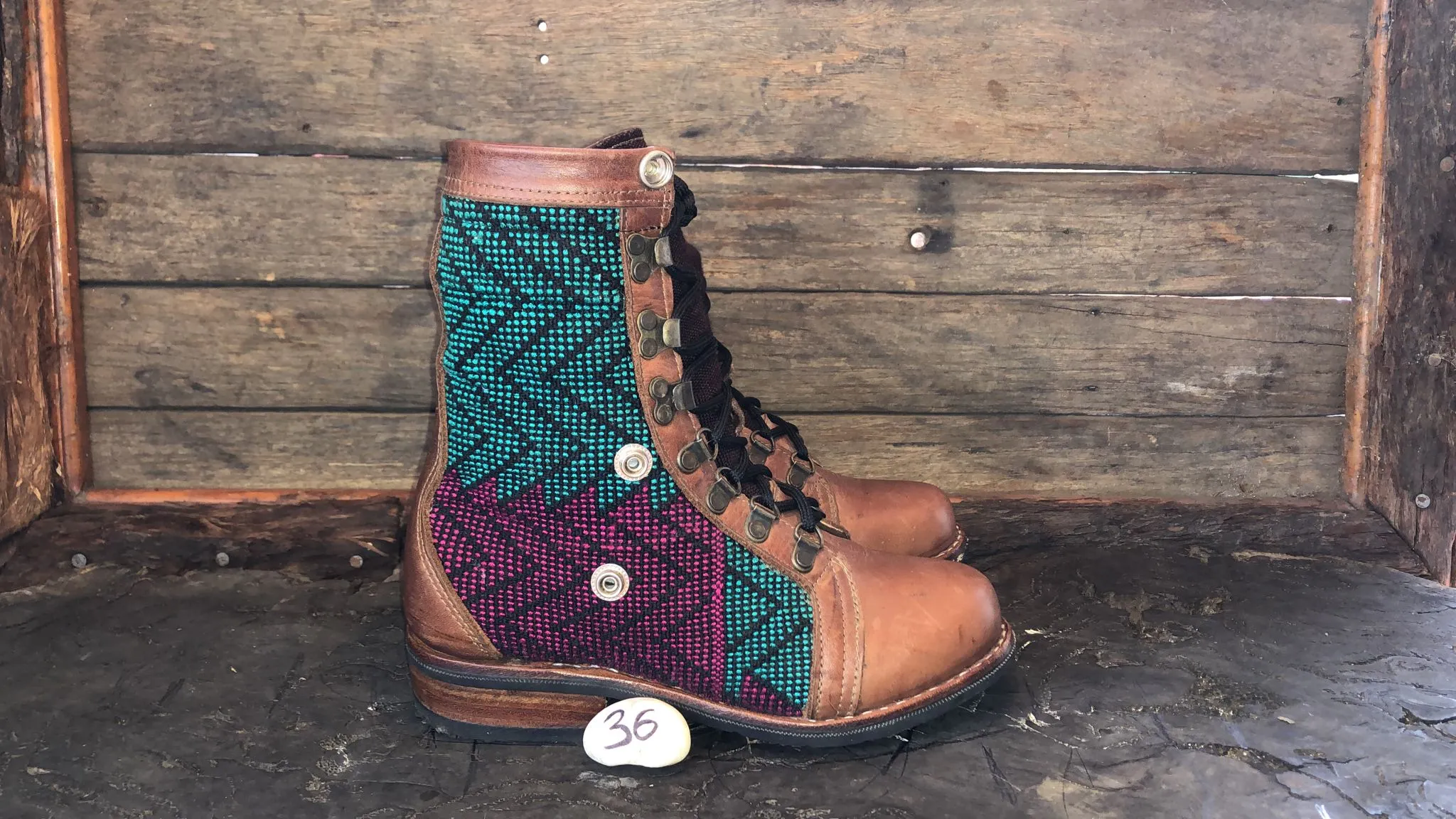 Size 36 Gypsy Boots - Turquoise and Burgundy