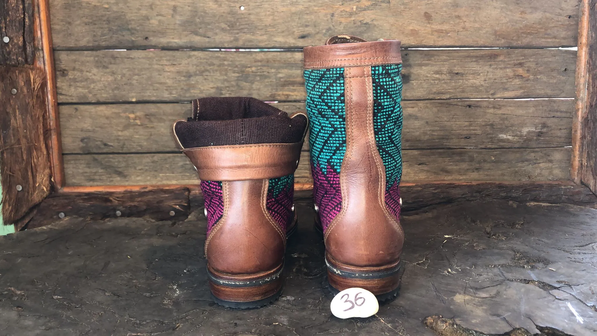 Size 36 Gypsy Boots - Turquoise and Burgundy