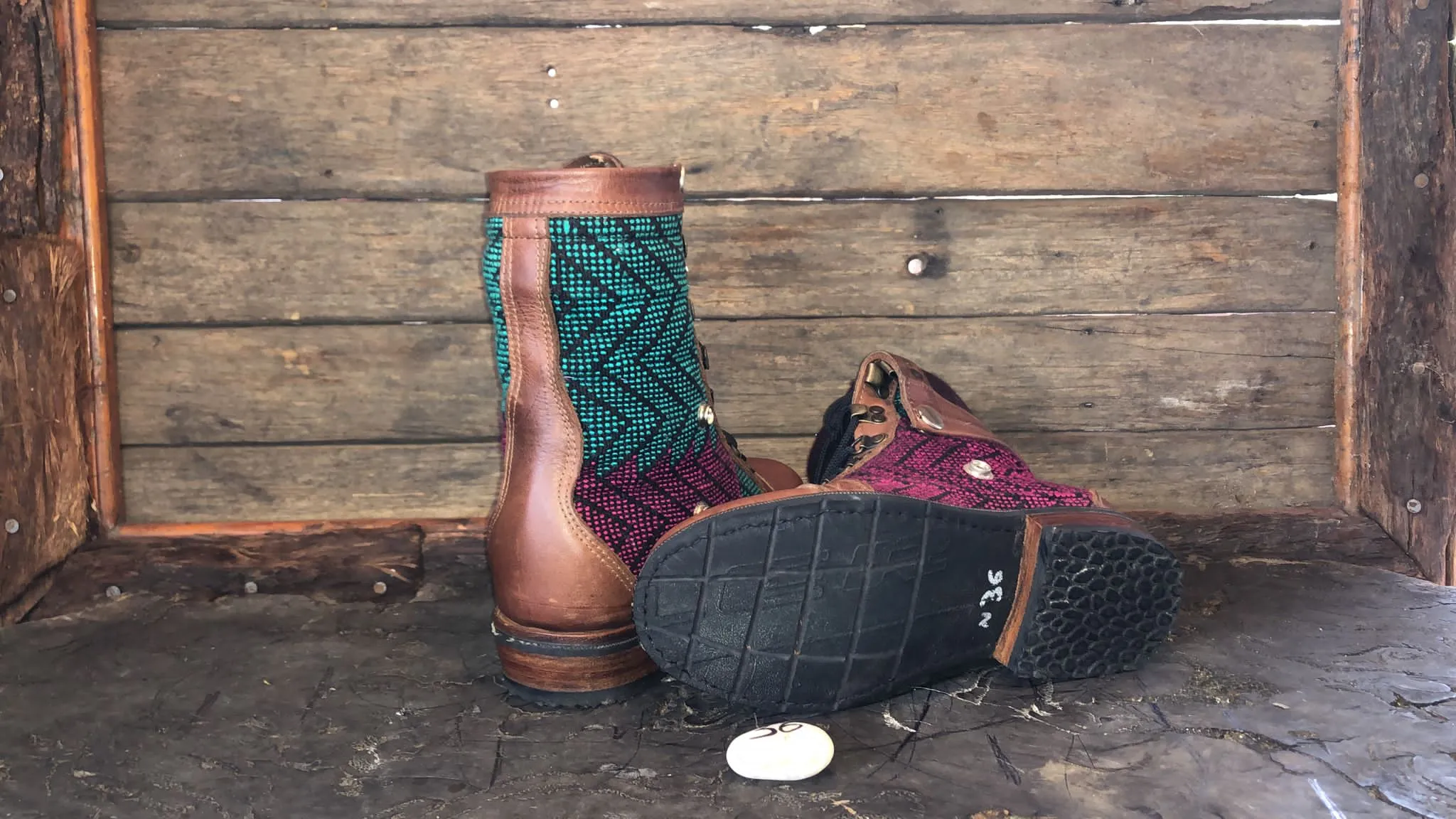 Size 36 Gypsy Boots - Turquoise and Burgundy