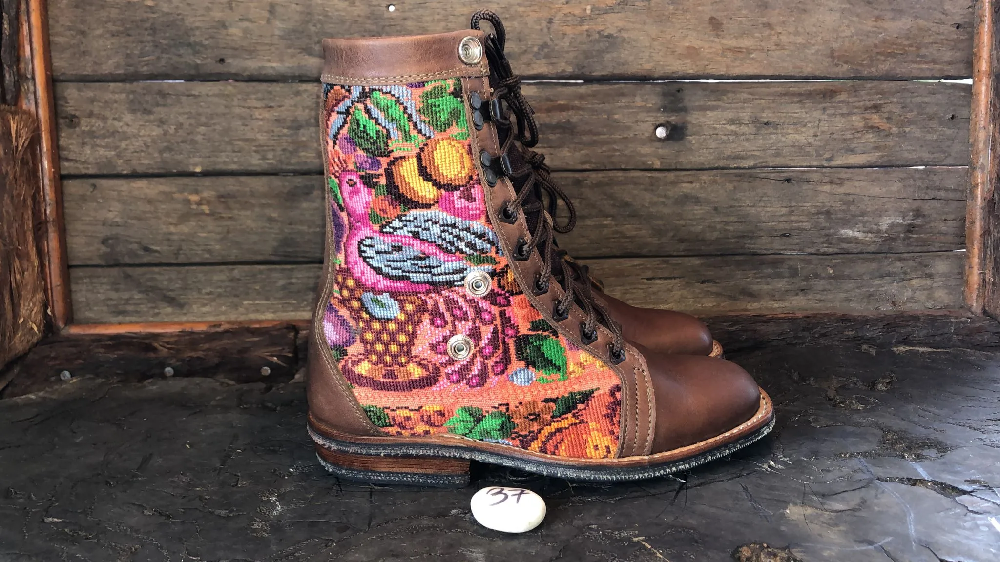 Size 37 Gypsy Boots - Summer Fruits and Birds