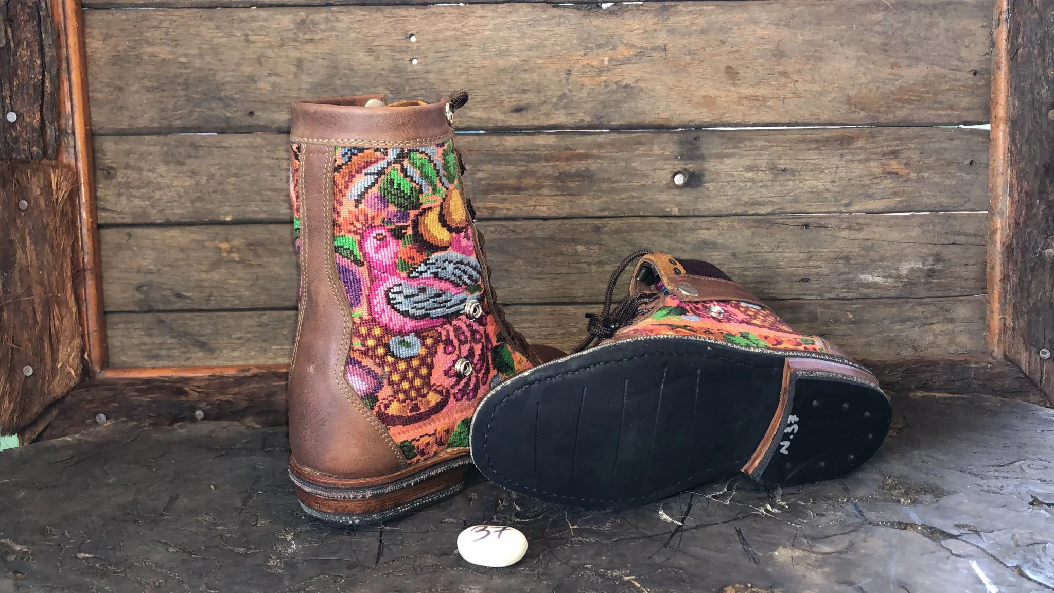 Size 37 Gypsy Boots - Summer Fruits and Birds