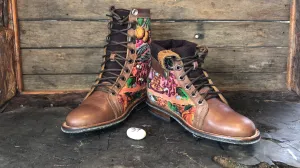 Size 37 Gypsy Boots - Summer Fruits and Birds