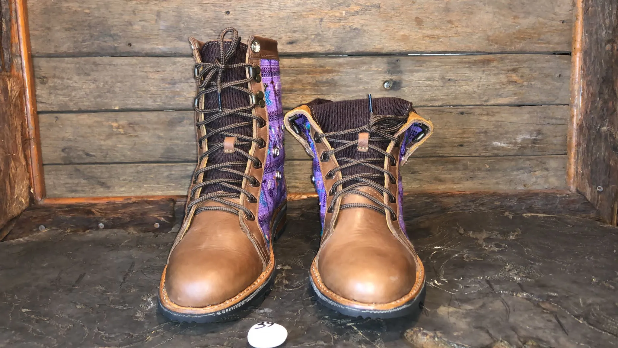 Size 39 Gypsy Boots - Cranes on Purple
