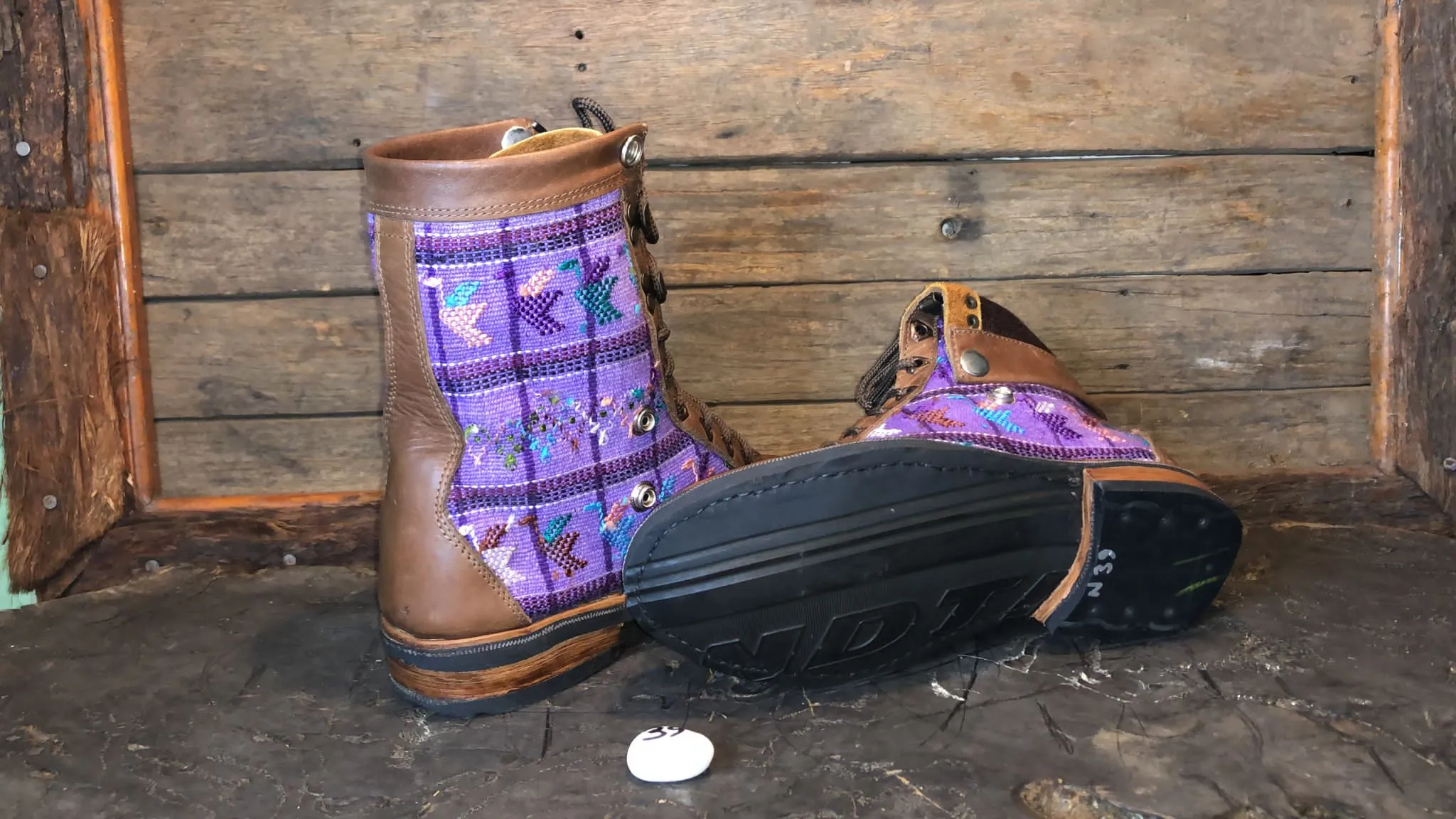 Size 39 Gypsy Boots - Cranes on Purple