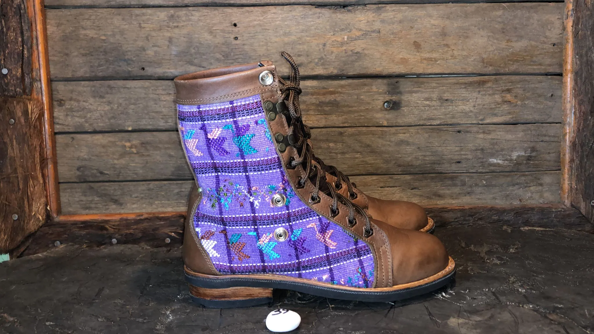 Size 39 Gypsy Boots - Cranes on Purple