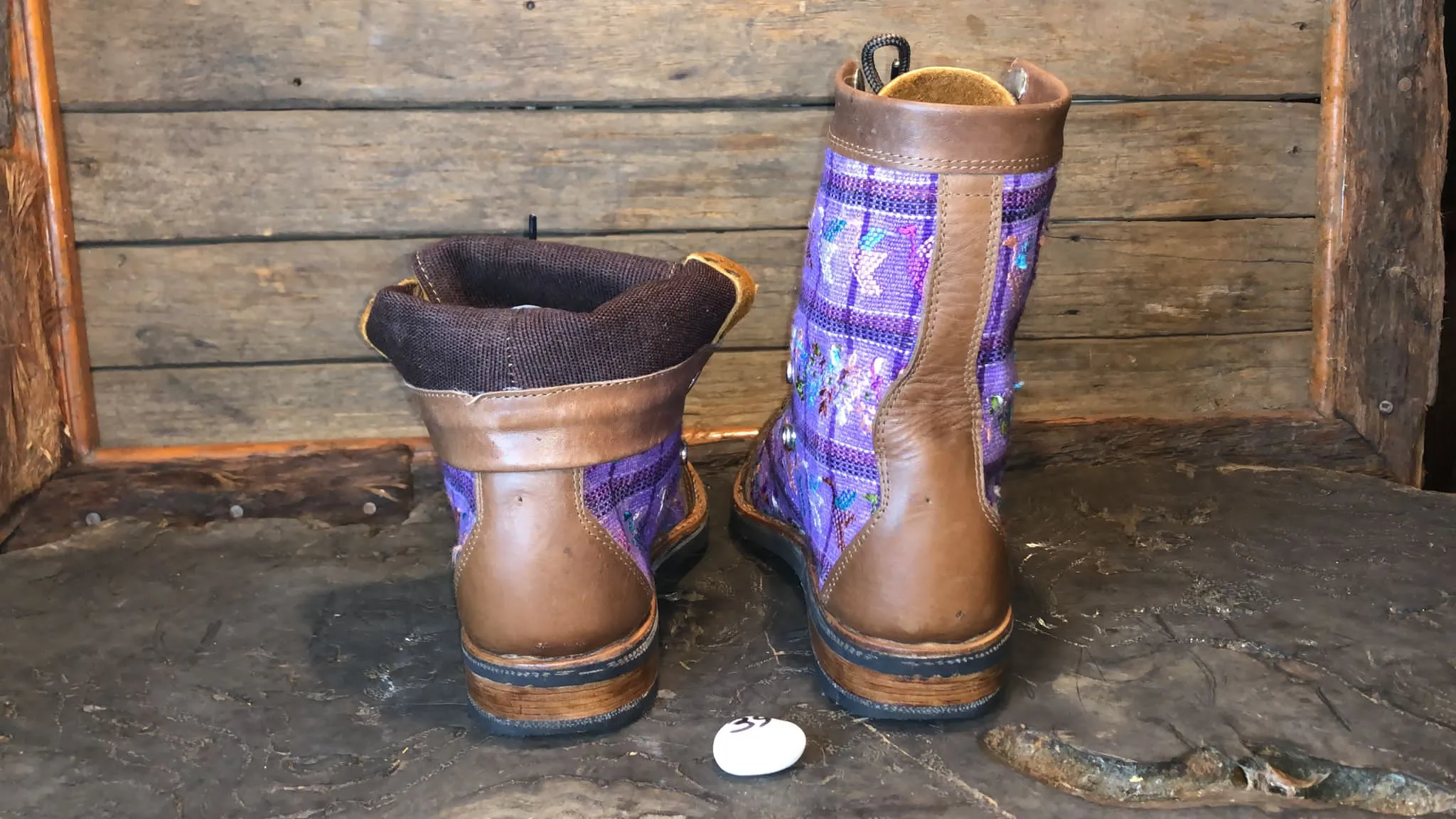 Size 39 Gypsy Boots - Cranes on Purple