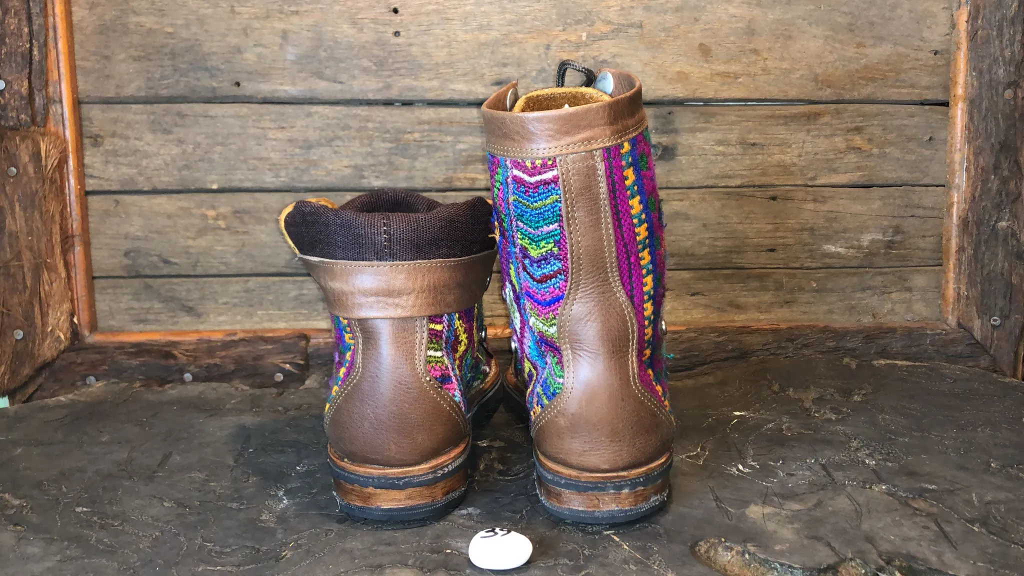 Size 39 Gypsy Boots - Yellow Stripe and Pink